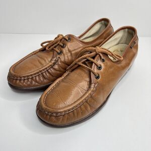 Sas Shoes Womens 9 N Siesta Loafers Lace Up L9822235 Brown Leather Moc Toe